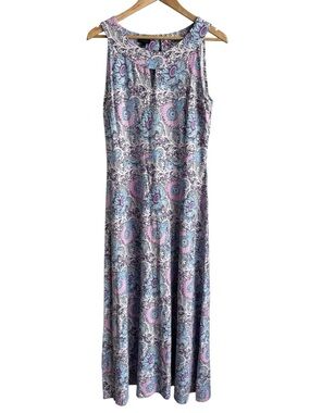 Talbots Paisley Maxi Dress Sz L Soft Modal Stretch Sleeveless Casual Summer Boho